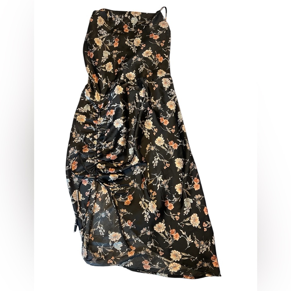 Floral Backless Dress - Black